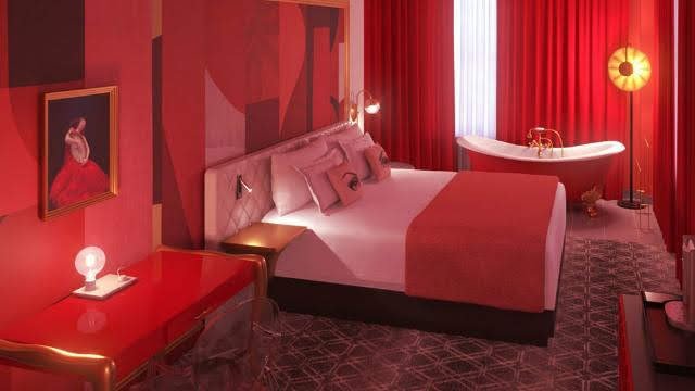 K dispozici jsou pokoje červené pro cestující plné vášně...