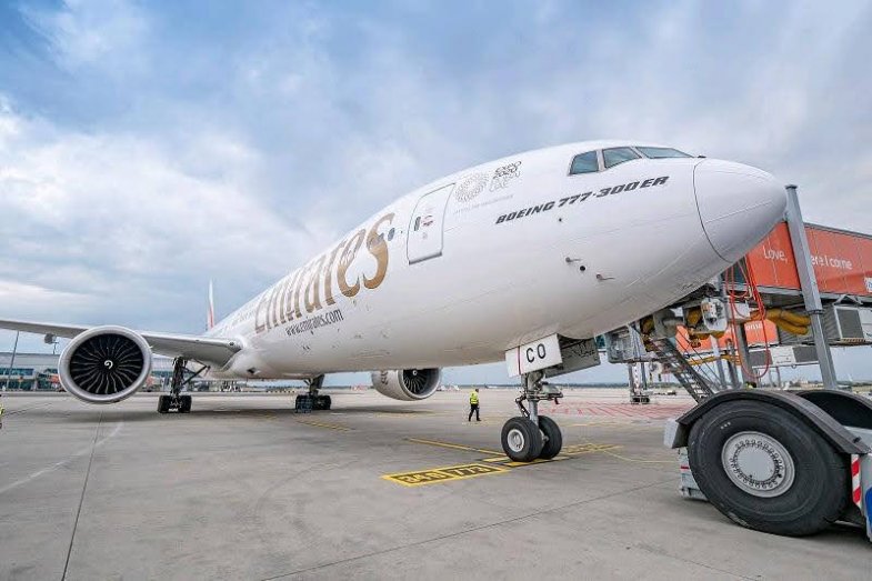 Letadlo Emirates zpátky v Praze