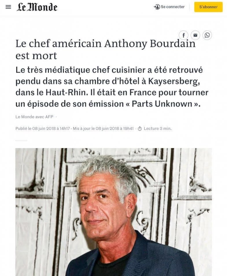 Bourdain Le Monde